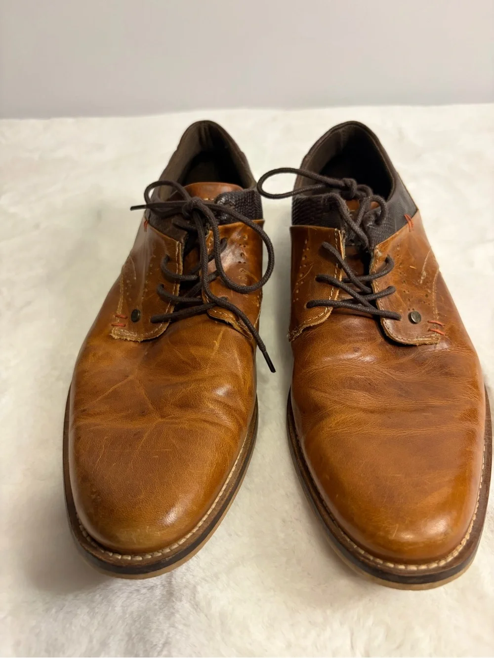 Bullboxer Alukos II Men’s 10 Brown Leather Lace Up Oxford Dress Shoes